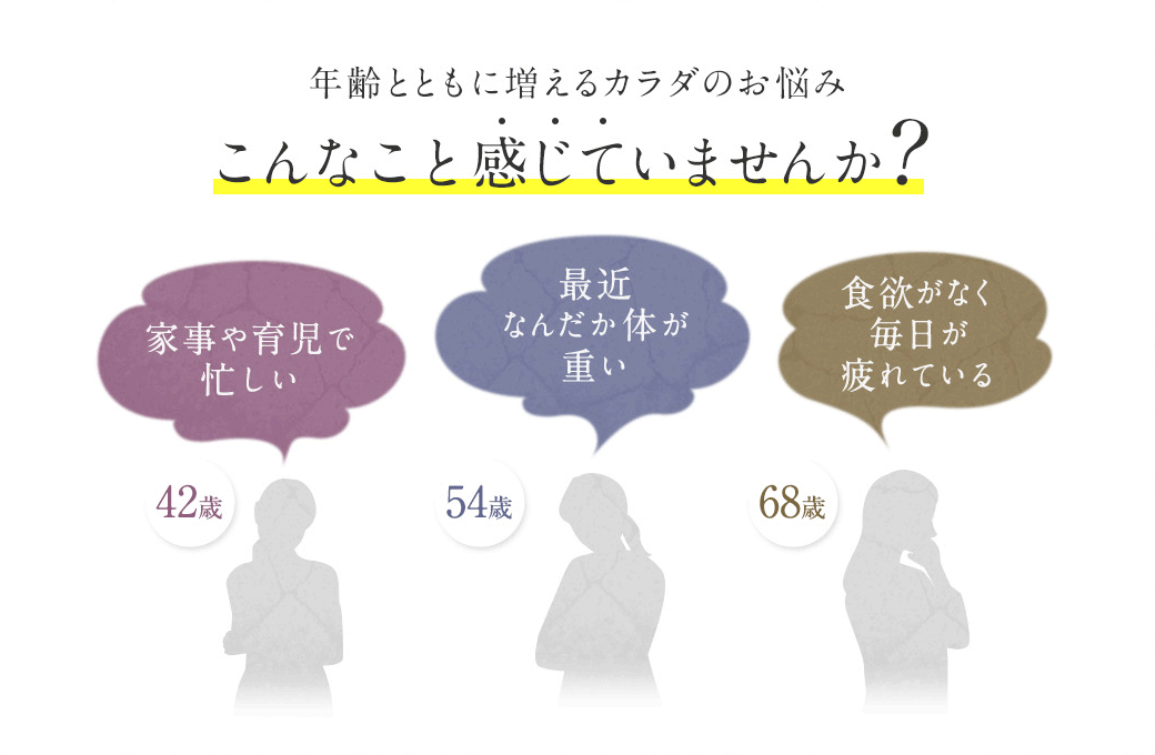 年齢とともに増えるカラダのお悩み こんなこと感じていませんか?